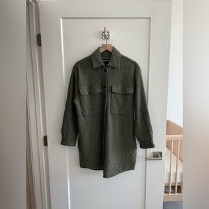 Frank and Oak The Wool Overshirt Dress in Rosin Heather